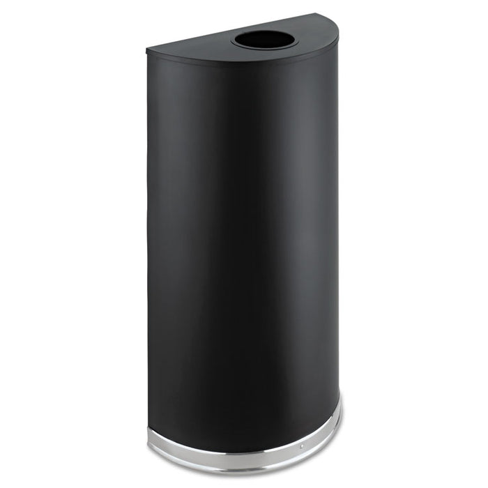 Half-Round Receptacle, Half-Round, Steel, 12.5 gal, Black