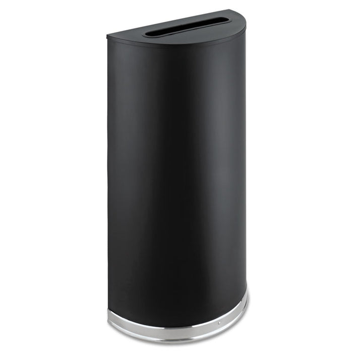 Half-Round Receptacle, Half-Round, Steel, 12.5 gal, Black
