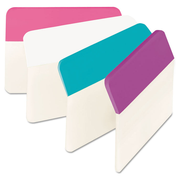 2" Plain Solid Color Angled Tabs, 1/5-Cut, Assorted Pastel Colors, 2" Wide, 24/Pack