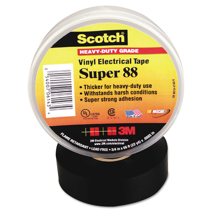 Scotch 88 Super Vinyl Electrical Tape, 1.5" x 44 ft, Black