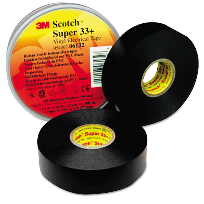 Scotch 33+ Super Vinyl Electrical Tape, 0.75" x 66 ft, Black