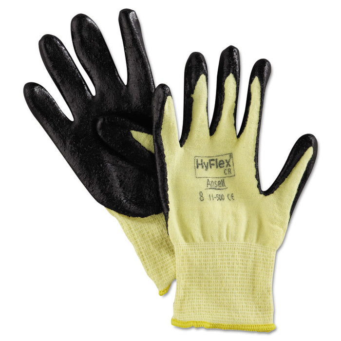 HyFlex 500 Light-Dty Gloves, Size 8, Kevlar/Nitrile, Yellow/Black, 12 Pairs