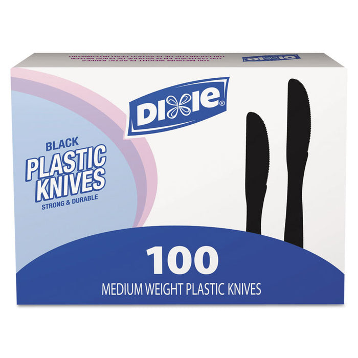 Plastic Tableware, Heavy Mediumweight Knives, Black, 100/Box, 10 Boxes/Carton