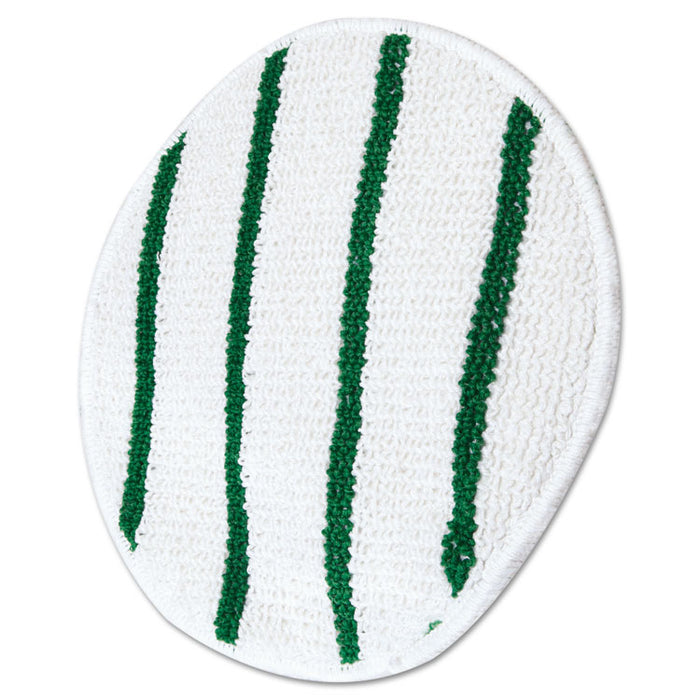 Low Profile Scrub-Strip Carpet Bonnet, 17" Diameter, White/Green