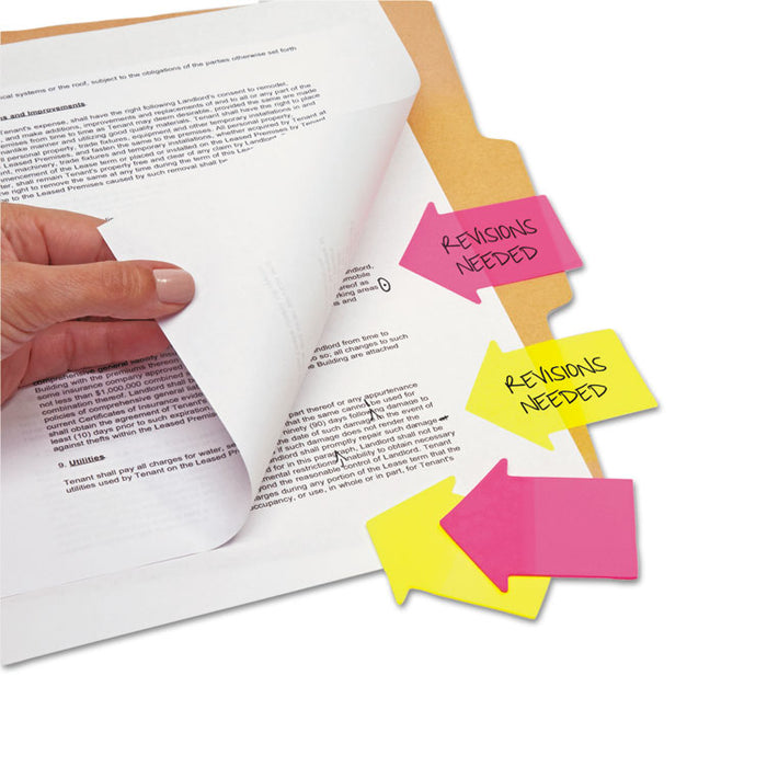 SeeNotes Transparent-Film Arrow Page Flags, Neon Assorted, 60/Pad, 2 Pads