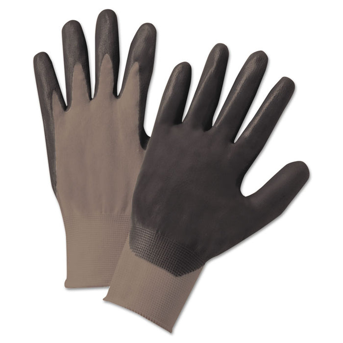 Nitrile-Coated Gloves, Gray/Black, Nylon Knit, Medium, 12 Pairs