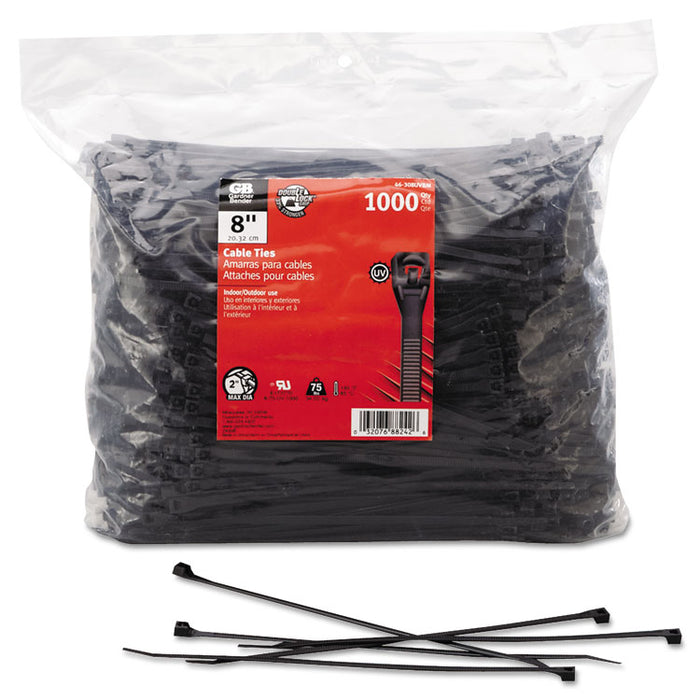 Standard Cable Ties, 8" Long, 0.17" Wide, 0.06" Thick, UV Black