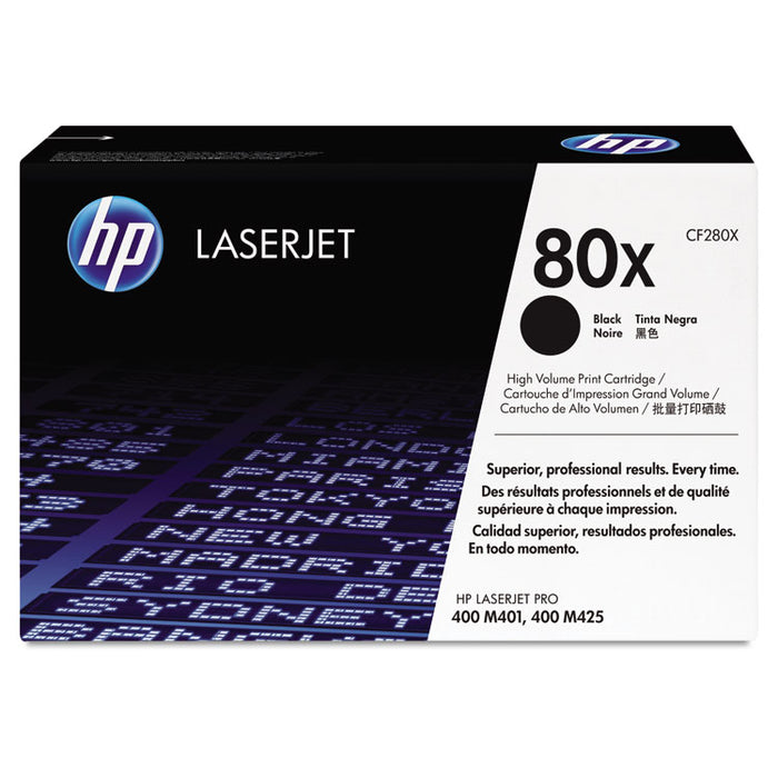 HP 80X, (CF280X) High-Yield Black Original LaserJet Toner Cartridge