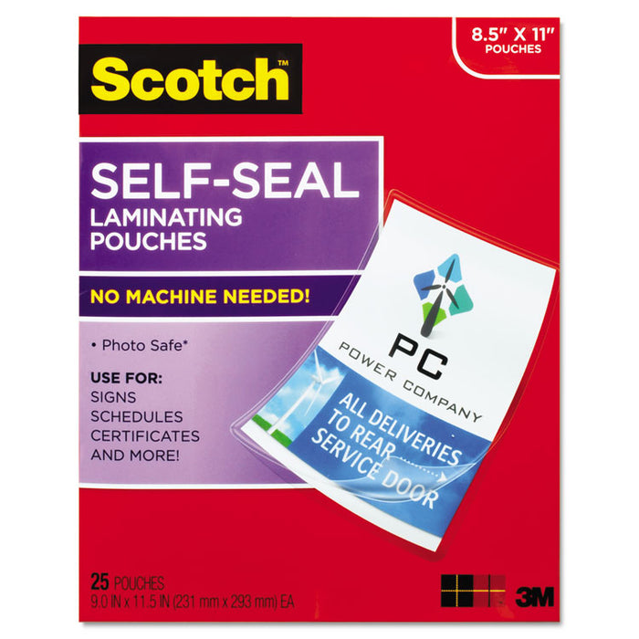 Self-Sealing Laminating Pouches, 9.5 mil, 9" x 11.5", Gloss Clear, 25/Pack