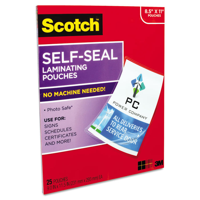 Self-Sealing Laminating Pouches, 9.5 mil, 9" x 11.5", Gloss Clear, 25/Pack