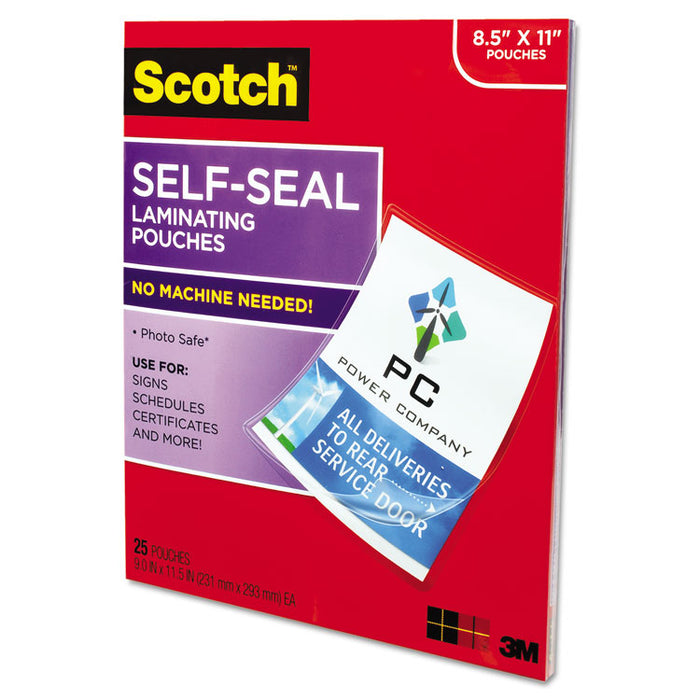 Self-Sealing Laminating Pouches, 9.5 mil, 9" x 11.5", Gloss Clear, 25/Pack