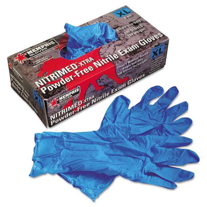 Nitri-Med Disposable Nitrile Gloves, Blue, X-Large, 100/Box