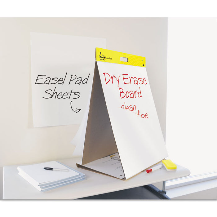 Pad Plus Tabletop Easel Pad with Self-Stick Sheets and Dry Erase Board, Unruled, 20 x 23, White, 20 Sheets