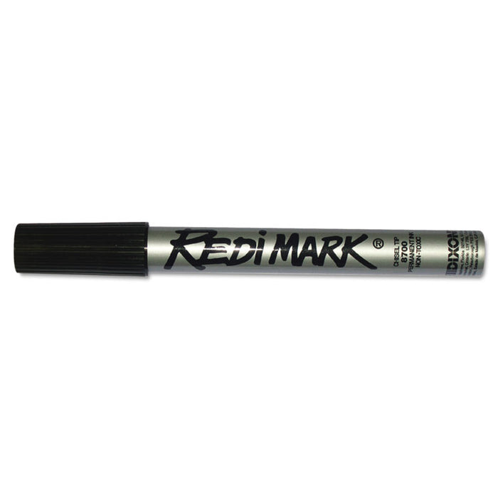 Redimark Metal-Cased Marker, Broad Chisel Tip, Black, Dozen