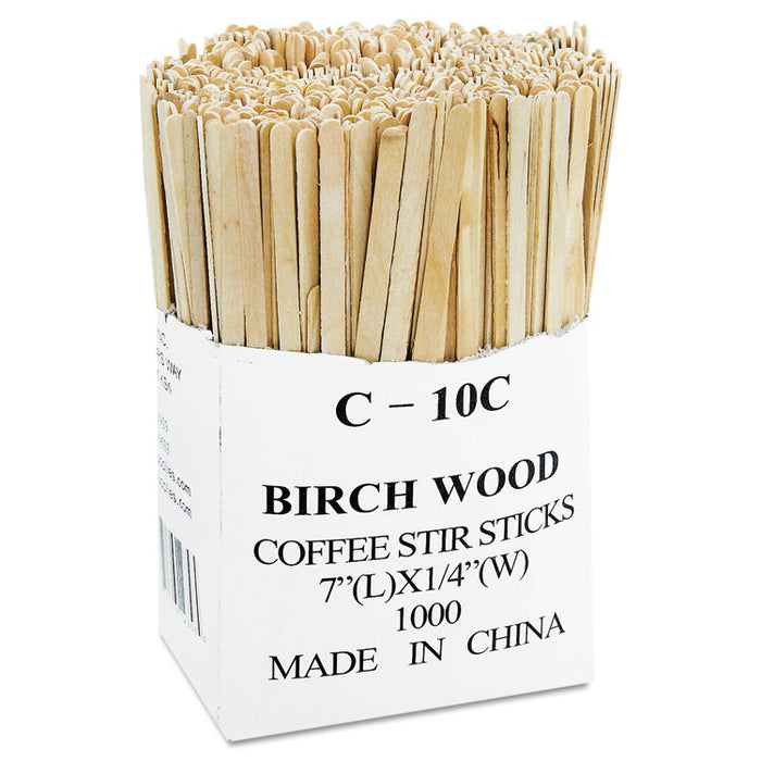 Renewable Wooden Stir Sticks - 7", 1000/PK, 10 PK/CT