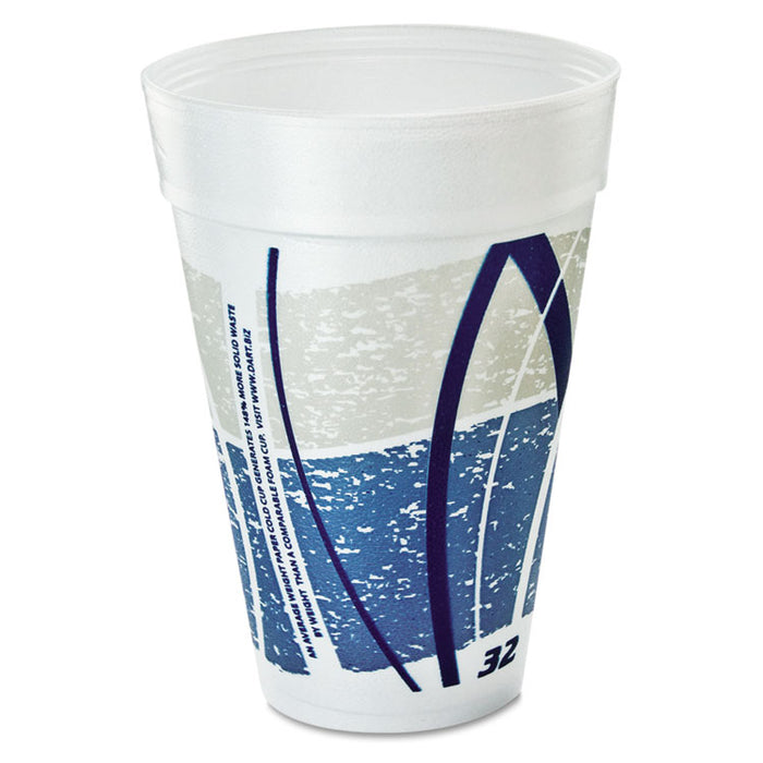 Impulse Hot/Cold Foam Drinking Cups, 32 oz, White/Blue/Gray, 25/Bag, 20/Carton