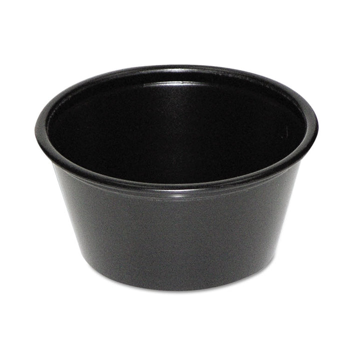 Plastic Soufflé Cups, 2 oz., Black, 200/Bag, 12 Bags/Carton