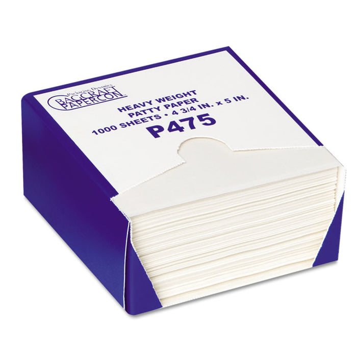 P475 DryWax Patty Paper Sheets, 4 3/4 x 5, White, 1000/Box, 24 Boxes/Carton