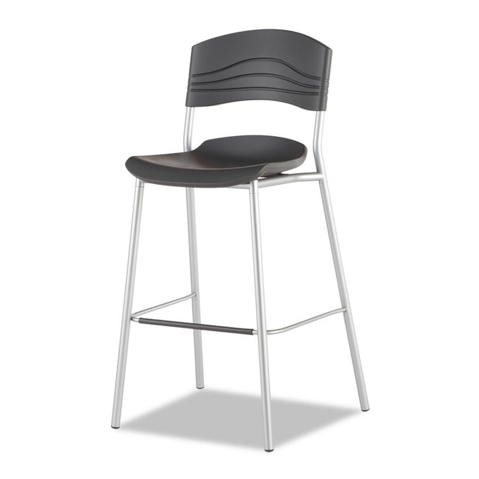 CafeWorks Stool, Supports Up to 225 lb, Graphite Seat/Back, Silver Base