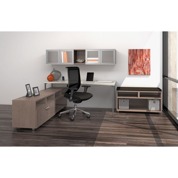 e5 Series Single L-Workstation, 72w x 85d x 29.5h, Summer Suede/Cocoa