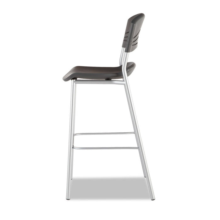 CafeWorks Stool, Supports Up to 225 lb, Graphite Seat/Back, Silver Base