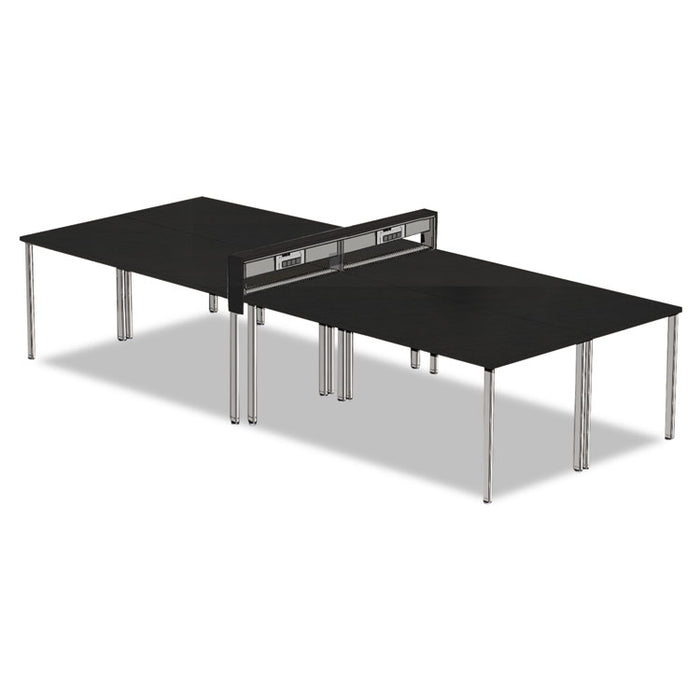 e5 Four-Person Workstation with Beltway, 123.5w x 60d x 29.5h, Raven