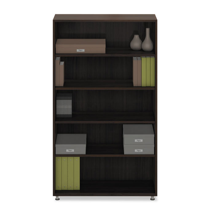 e5 Series Five-Shelf Bookcase, 36w x 15d x 62h, Walnut
