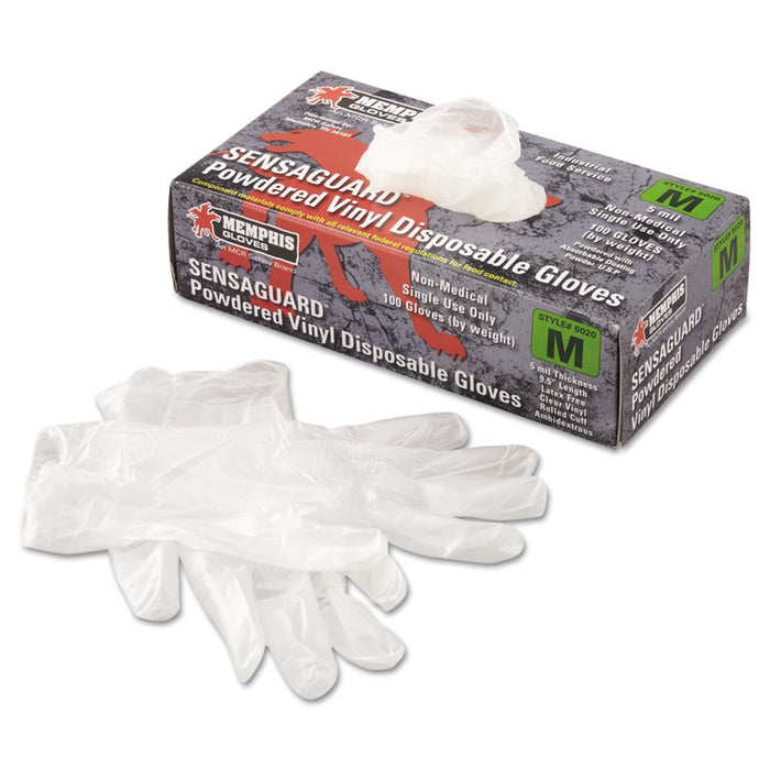 Disposable Vinyl Gloves, Medium, 5 mil, Industrial-Grade