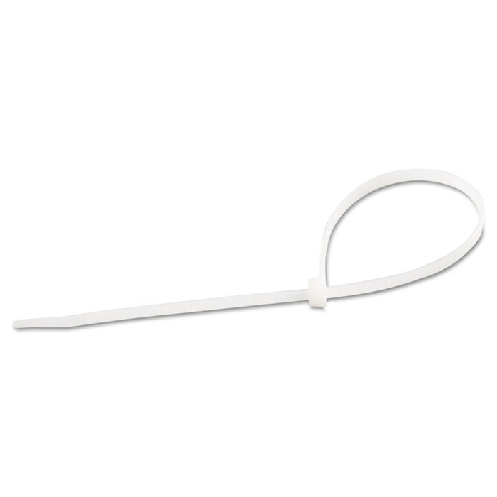 Cable Ties, 11", 75 lb, White, 100/Pack
