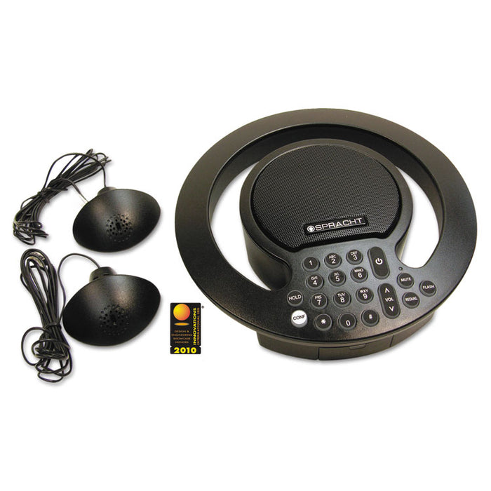 Aura SoHo Plus Conference Phone, 3 Built-In/2 External Microphones, Black