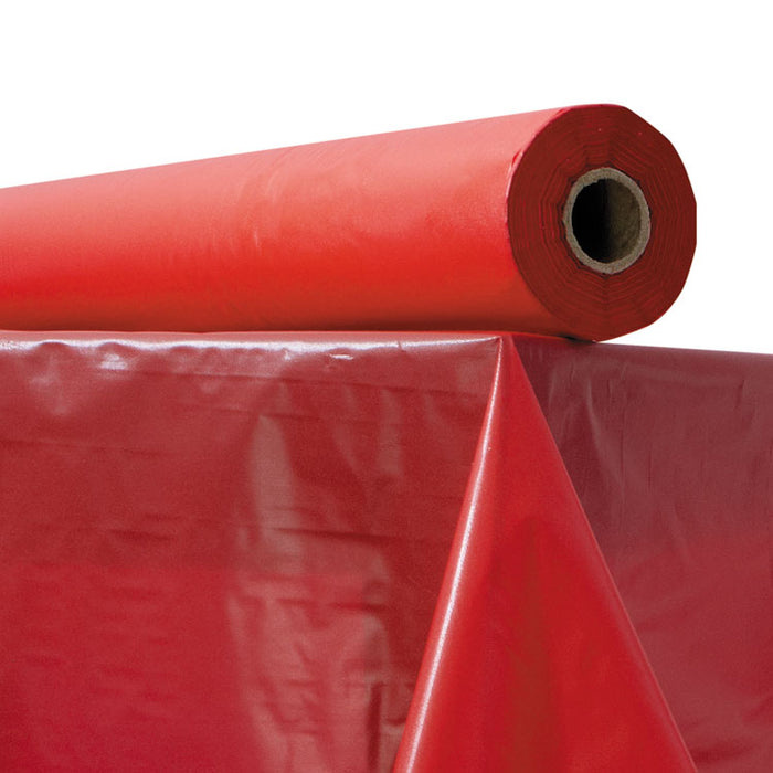 Plastic Table Cover, 40" x 300 ft Roll, Red