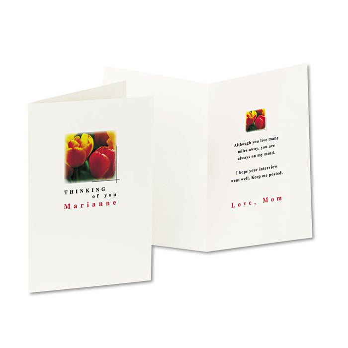 Half-Fold Greeting Cards with Envelopes, Inkjet, 65 lb, 5.5 x 8.5, Textured Uncoated White, 1 Card/Sheet, 30 Sheets/Box