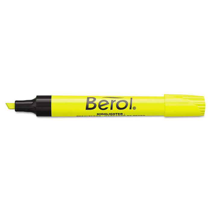 4009 Chisel Tip Highlighter, Fluorescent Yellow Ink, Chisel Tip, Yellow/Black Barrel, Dozen