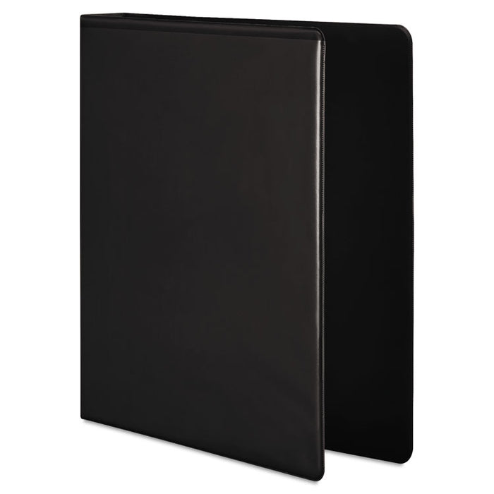 Heavy-Duty Round Ring View Binder with Extra-Durable Hinge, 3 Rings, 1" Capacity, 11 x 8.5, Black