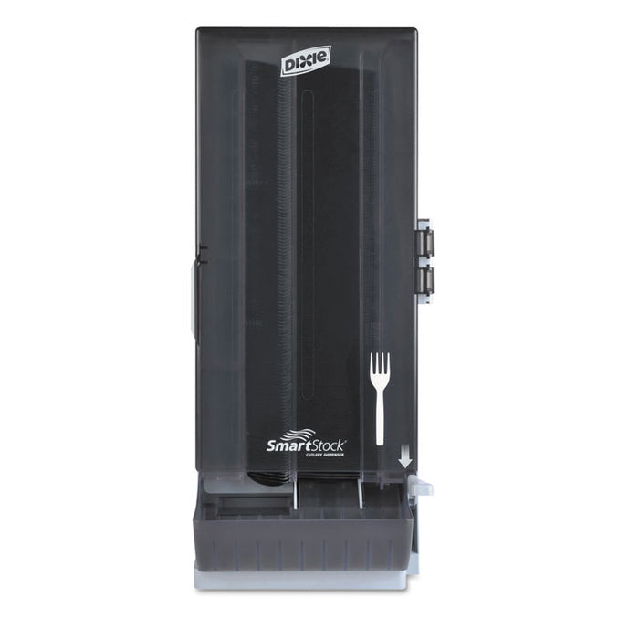 SmartStock Mediumweight Polystyrene Dispenser, Forks, 10 x 8.78 x 24.75, Smoke