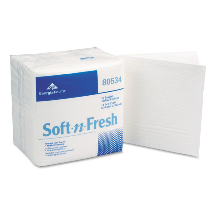 Soft-n-Fresh Patient Care Disposable Wash Cloths, 13x13, White, 50/PK, 20 PK/CT