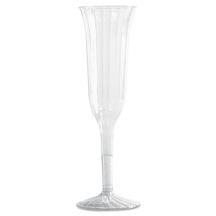 Classic Crystal Plastic Champagne Flutes, 5 oz, Clear, Fluted, 10/Pack, 12 Packs/Carton