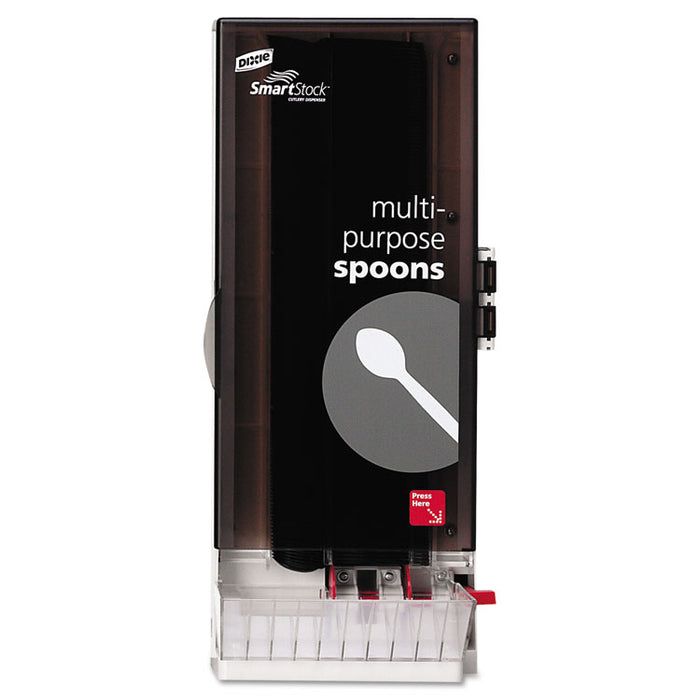 SmartStock Utensil Dispenser, Spoon, 10" x 8.75" x 24.5", Translucent Black