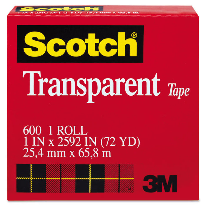 Transparent Tape, 3" Core, 1" x 72 yds, Transparent