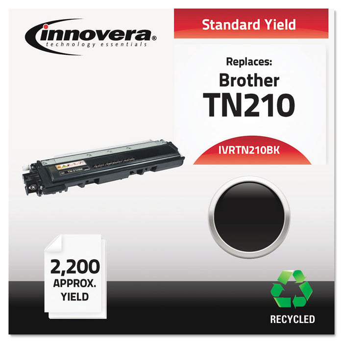Remanufactured Black Toner Cartridge, Replacement for Brother TN210BK, 2,200 Page-Yield