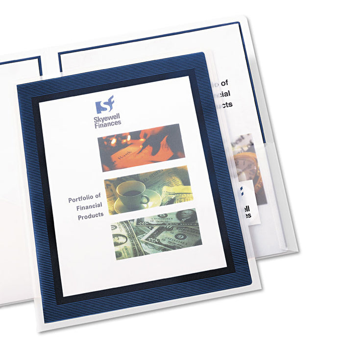 Flexi-View Two-Pocket Polypropylene Folder, Translucent/Navy, 2/Pack