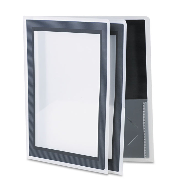 Flexi-View Two-Pocket Polypropylene Folder, Translucent/Black, 2/Pack