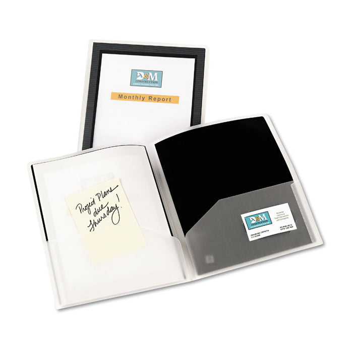 Flexi-View Two-Pocket Polypropylene Folder, Translucent/Black, 2/Pack