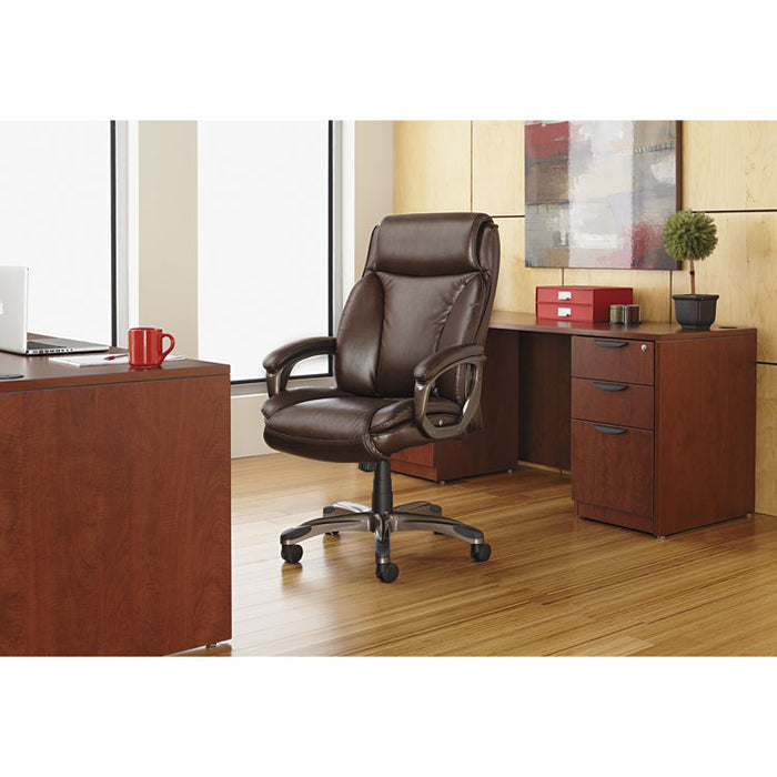 Alera Veon Series Executive High-Back Leather Chair, Supports up to 275 lbs., Black Seat/Black Back, Graphite Base