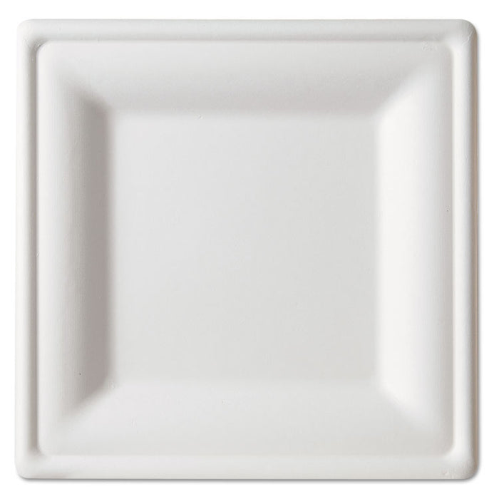 Renewable & Compostable Square Sugarcane Plates - Large, 50/PK, 5 PK/CT