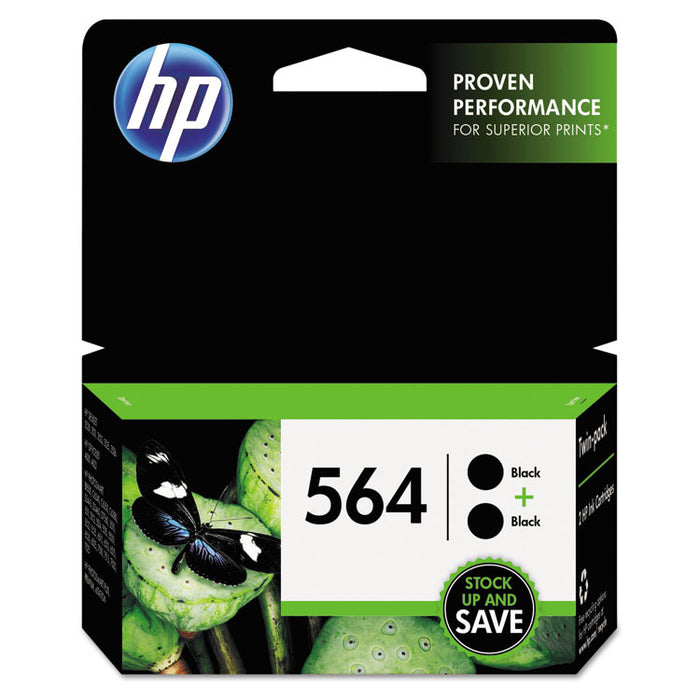 HP 564, (C2P51FN) 2-pack Black Original Ink Cartridges