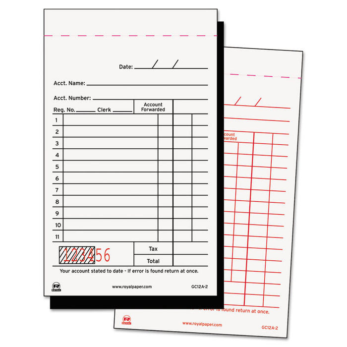 Sales Receipt Book, Two-Part Carbon, 3.25 x 5.6, 1/Page, 50 Forms/Book, 100 Books/Carton