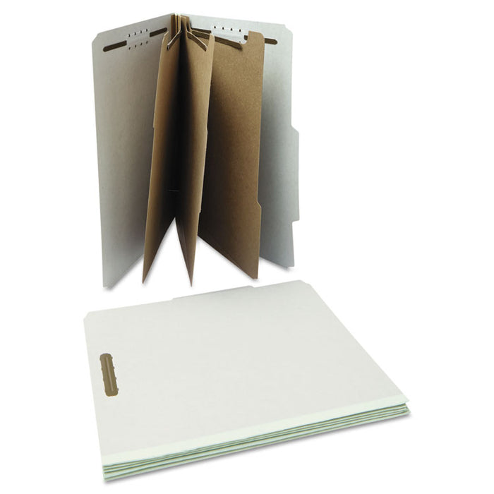Eight-Section Pressboard Classification Folders, 3 Dividers, Letter Size, Gray, 10/Box