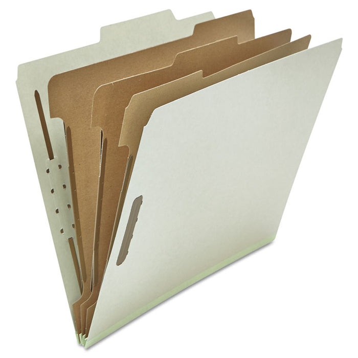Eight-Section Pressboard Classification Folders, 3 Dividers, Letter Size, Gray, 10/Box
