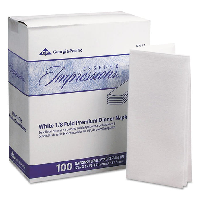 Essence Impressions 1/8-Fold Dinner Napkins, Two-Ply, 17 x 17, White